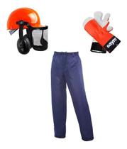 Kit Operador Motosserra 3 Peças Calça Luva Capacete Sayro G