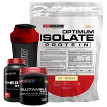 Kit Optimum Isolate Protein 2kg + Thermo Start 100 Cápsulas + Glutamina 300g + Coqueteleira - Bodybuilders