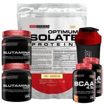 Kit Optimum Isolate Whey Protein 2kg + 2x BCAA 100g + 2x Glutamina 300g + Coqueteleira - Bodybuilders