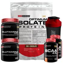 Kit Optimum Isolate Whey Protein 2kg + 2x BCAA 100g + 2x Glutamina 300g + Coqueteleira - Bodybuilders