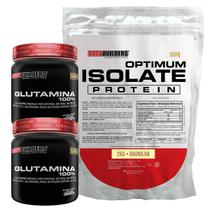 Kit Optimum Isolate Whey Protein 2kg + 2x Glutamina 300g + Coqueteleira - Bodybuilders