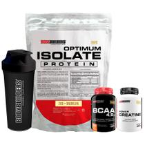 Kit Optimum Isolate Whey Protein 2kg + BCAA 100g + Power Creatina 100g + Coqueteleira - Bodybuilders