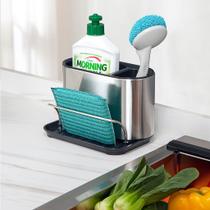 Kit Organiza aço inox Pia Dispenser detergente sabão esponja