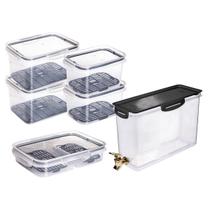 Kit Organiza Geladeira 4pçs Reservatório Potes Trava Cozinha Kit Organiza Geladeira 4pçs Reservatório Potes Trava Cozinha