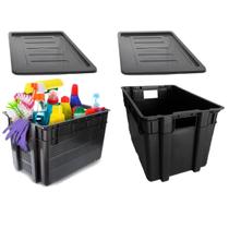 Kit Organização 1 Caixa Fechada 1 Telada 60L Black Com Tampa