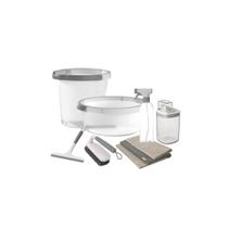 Kit Organização e Limpeza Lavanderia OU Balde, Bacia, Dispenser, Borrifador, Escova e Panos Multiuso