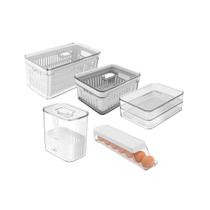 Kit Organização Geladeira OU Linha Clear Fresh 5 Peças Porta Frios, Organizadores, Porta Ovos e Temperos