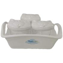 Kit organizador + 3 porta objetos bebê plastibaby