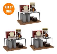 Kit Organizador Armário Cozinha Prateleira 32cm 100% Aço 3un
