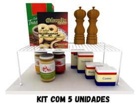 Kit Organizador Armário Cozinha Prateleira 42Cm Branco 5Und - Dicarlo