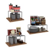 Kit Organizador Armário Cozinha Prateleira Aramado Aço 3 Unidades Suporte para Utensilios Divisórias