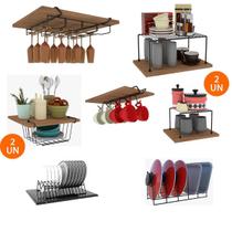 Kit Organizador Armário De Cozinha Aramado Cesto Taça Aço