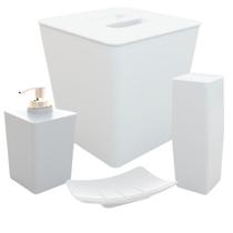 Kit Organizador banheiro Utility LIxeira Porta Escovas Saboneteira Lavabo Decoração