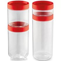 Kit Organizador Conecta Translucido Vermelho De Plástico