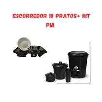 Kit Organizador Cozinha: Escorredor, Lixeira 12 L, Suporte Esponja + Detergente Tudo para Pia