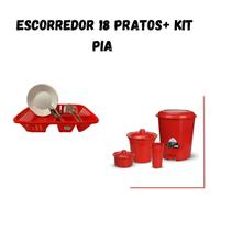 Kit Organizador Cozinha: Escorredor, Lixeira 12 L, Suporte Esponja + Detergente Tudo para Pia