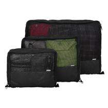 Kit Organizador Curtlo Mesh Trio 3 Peças Preto
