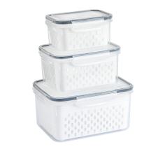 Kit organizador de alimentos para geladeira grande com 3 pcs