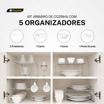 Kit Organizador de Armário Cozinha - Ganhe Espaço e Organize Pratos, Copos, Xicaras e Mais Kit Organizador de Armário Cozinha - Ganhe Espaço e Organize Pratos, Copos, Xicaras e Mais