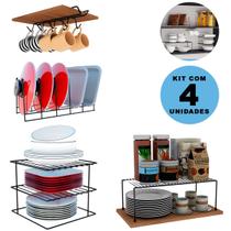 Kit Organizador de Armário DiCarlo Prateleira Aramado Cozinha Premium 4 Itens
