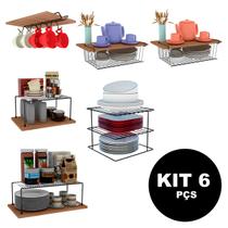 Kit Organizador de Armário Prateleira Elegance DiCarlo Antiferrugem Epóxi Cozinha 6 Itens