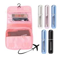 Kit Organizador de Bagagem 1 Necessaire e 5 Mini Frascos Para Perfume