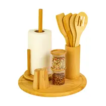 Kit Organizador de Bancada com Utensílios de Bambu E Potes Oikos Kit Organizador de Bancada com Utensílios de Bambu E Potes Oikos