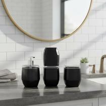 Kit Organizador de Banheiro Preto Diamante 3 Peças Pluglar Estilo, praticidade e organização em um único kit