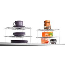 Kit Organizador de Canto Armário 2 Unid Cozinha Prateleiras Kit Organizador de Canto Armário 2 Unid Cozinha Prateleiras