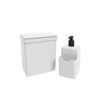 Kit Organizador De Cozinha Coza Com 1 Lixeira 2,5L e 1 Dispenser Porta Detergente 500ml e Esponja