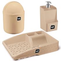 Kit Organizador de Cozinha Pia Lixeira Escorredor Dispenser