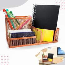 Kit organizador de escritorio rose gold, lixeiras aramada, porta caneta treco, bandeja porta papel, organizador de mesa - Markys Store