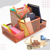 Kit organizador de escritorio rose gold, lixeiras aramada, porta caneta treco, bandeja porta papel, organizador de mesa - Markys Store