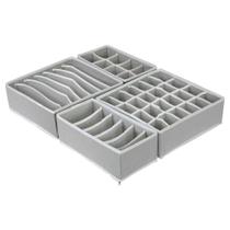 Kit Organizador de Gaveta Dobrável com Divisórias - 4 Peças