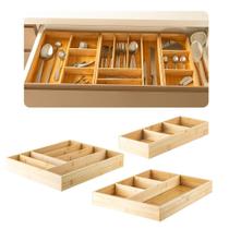 Kit Organizador De Gaveta Multiuso Moldular Em Bambu 3 Peças Kit Organizador De Gaveta Multiuso Moldular Em Bambu 3 Peças