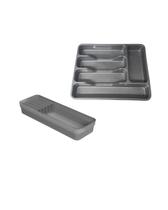 Kit organizador de gavetas porta talheres+porta facas prata