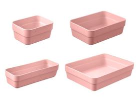 Kit organizador de gavetas rosa quartzo OU 4 peças organizadores armario, prateleira, cozinha, quarto, escritorio, banheiro