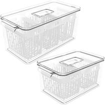 Kit Organizador de Geladeira 6L e 3,2L Cestos Internos Coza Dry Escorredor Frutas Vegetais Kit Organizador de Geladeira 6L e 3,2L Cestos Internos Coza Dry Escorredor Frutas Vegetais