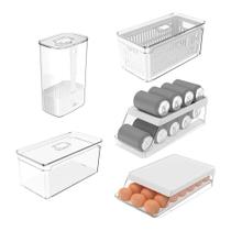 Kit Organizador De Geladeira Clear Fresh 5 Peças Transparente Ou Kit Organizador De Geladeira Clear Fresh 5 Peças Transparente Ou