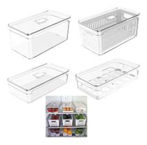 Kit Organizador De Geladeira Porta Ovos Legumes Frutas Clear