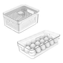 Kit Organizador De Geladeira Verduras Frutas E Porta Ovos 18 Kit Organizador De Geladeira Verduras Frutas E Porta Ovos 18