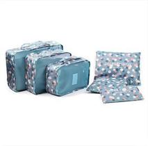 Kit Organizador de Mala com 6 peças Loladecor - Azul com florzinhas