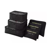 Kit Organizador de Mala de Viagem com 06 Peças - Preto