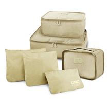Kit Organizador de Malas 6 Peças - Bege - Jacki Design