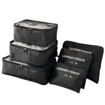 Kit Organizador De Malas 6 Peças Para Viagem Prático Preto