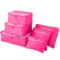 Kit Organizador De Malas 6 Peças Para Viagem Prático Rosa