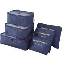 kit Organizador de Malas 6pçs Azul Escuro Laundry