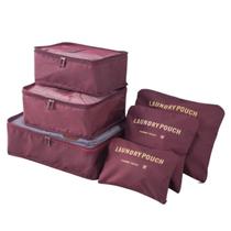 Kit Organizador de Malas Bolsas Viagem 6un Necessaire Cor:Bordô