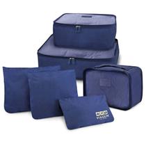 Kit Organizador de Malas com 6 Peças Viagem Necessaire Azul Kit Organizador de Malas com 6 Peças Viagem Necessaire Azul