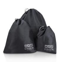 Kit Organizador de Malas para Viagem 3 Peças Jacki Design Preto